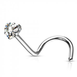 Piercing nez tige "U" en acier � coeur zirconium clair