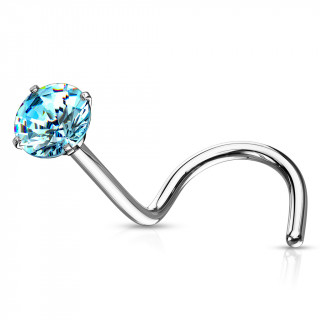 Piercing nez tige "U" en acier � zirconium bleu aqua