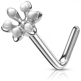 Piercing nez tige L fleur emaill�e - Blanc