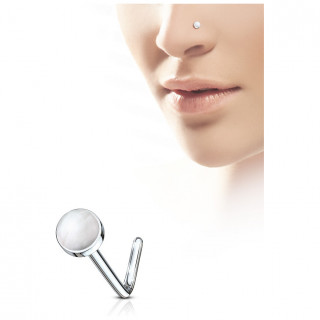 Piercing nez tige L � pierre Quartz rose