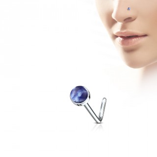 Piercing nez tige L � pierre Sodalite bleue