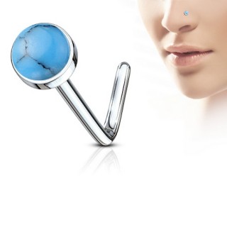 Piercing nez tige L � pierre Turquoise