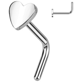 Piercing nez Titane coeur � tige en L