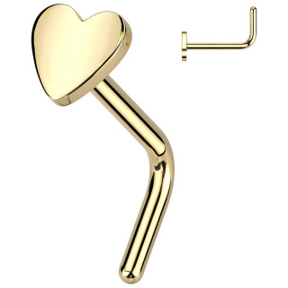 Piercing nez Titane dor� coeur � tige en L