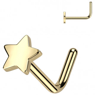Piercing nez Titane dor� �toile � tige en L