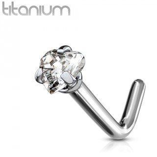 Piercing nez titane en "L" � coeur strass