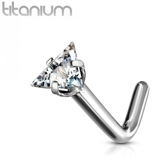 Piercing nez titane en "L" � triangle strass