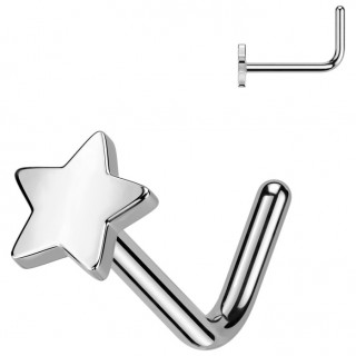 Piercing nez Titane �toile � tige en L