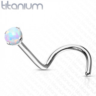 Piercing nez titane G23 serti Opale � tige en "U" - Blanc
