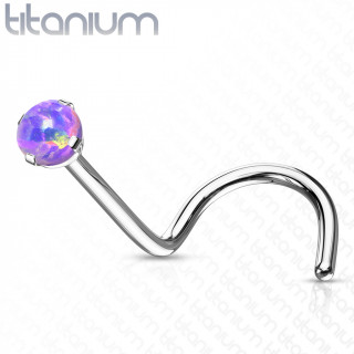 Piercing nez titane G23 serti Opale � tige en "U" - Pourpre