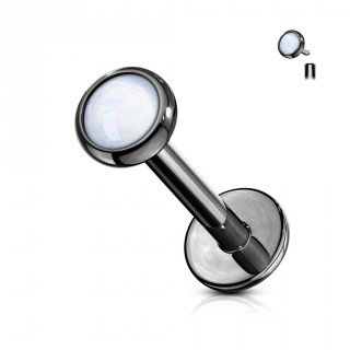 Piercing noir � disque serti epoxy (l�vre, cartilage)