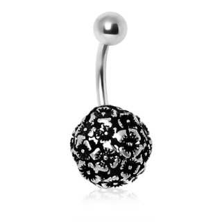 Piercing nombril � boule de fleurs ajour�e