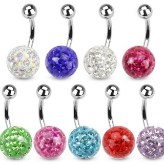 Piercing nombril � boule f�rido avec vernis transparent