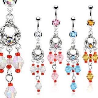 Piercing nombril � chandelier vintage avec perles