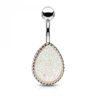 Piercing nombril � druse blanche en forme de goutte