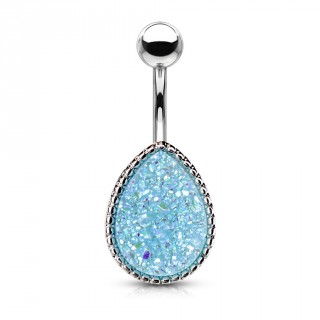 Piercing nombril � druse bleue en forme de goutte