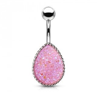 Piercing nombril � druse pourpre clair en forme de goutte