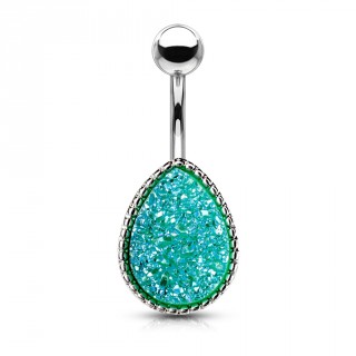 Piercing nombril � druse verte en forme de goutte