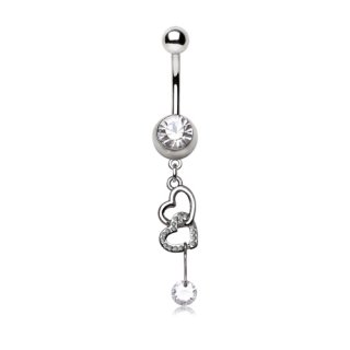 Piercing nombril � duo de coeurs crois�s