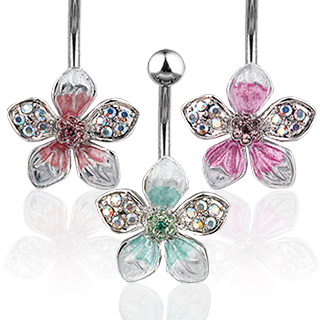 Piercing nombril � fleur tropicale