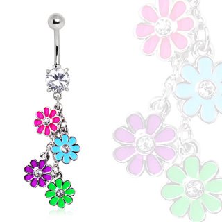 Piercing nombril � fleurs suspendues style flower power