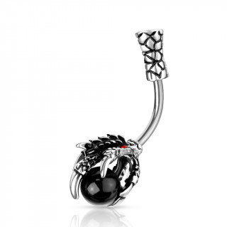 Piercing nombril � griffe de dragon et orbe mystique