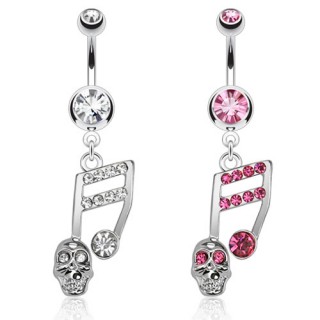 Piercing nombril � note double avec t�te de mort