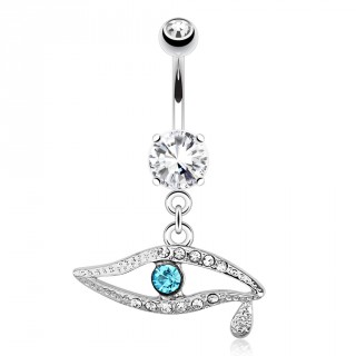 Piercing nombril � oeil pav� de pierres avec larme
