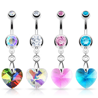 Piercing nombril � pendentif coeur prisme
