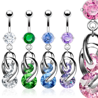 Piercing nombril � pendentif de pierres en huit