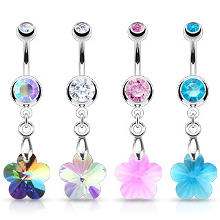 Piercing nombril � pendentif fleur prisme