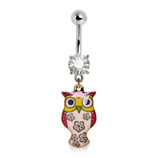 Piercing nombril � pendentif hibou style r�tro