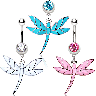 Piercing nombril � pendentif libellule