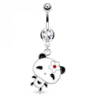 Piercing nombril � pendentif panda kawaii � fleur