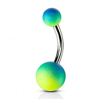 Piercing nombril � rev�tement en caoutchouc - bleu et vert