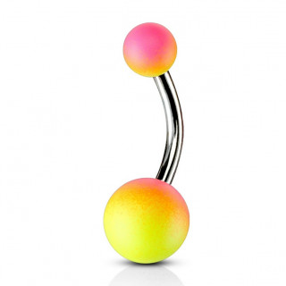Piercing nombril � rev�tement en caoutchouc - rose et jaune