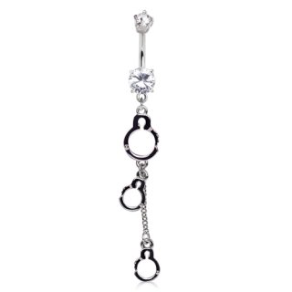 Piercing nombril � trio de menottes avec chaine