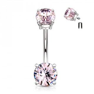 Piercing nombril � zircons prohiminent - Rose