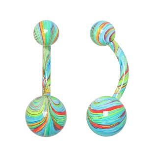 Piercing nombril acier � spirales multicolores