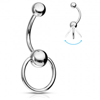 Piercing nombril acier � anneau type slave