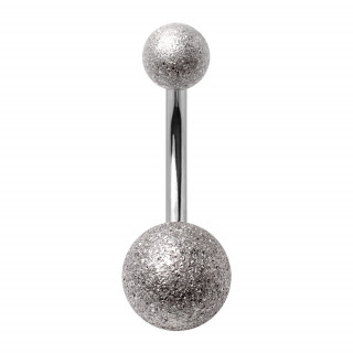 Piercing nombril acier � boules sabl�es