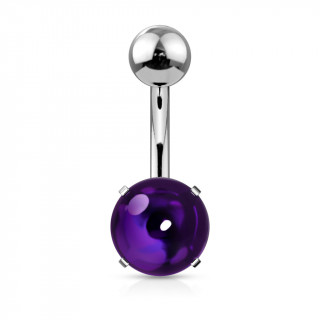 Piercing nombril acier � cabochon Pourpre
