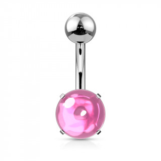 Piercing nombril acier � cabochon Rose