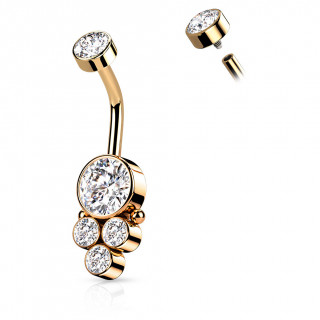 Piercing nombril acier Cuivr� � grappe stylis�e (filetage interne)