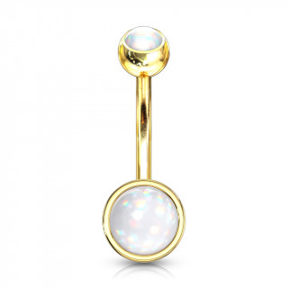 Piercing nombril acier dor� serti epoxy