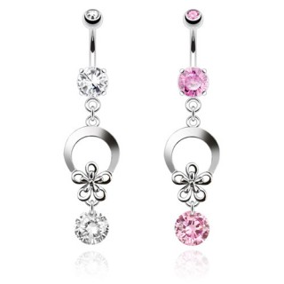 Piercing nombril anneau avec double-fleur
