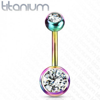 Piercing nombril Arc en ciel en titane G23 � boules serties