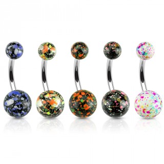 Piercing nombril avec boules en acrylique � design projection de peinture