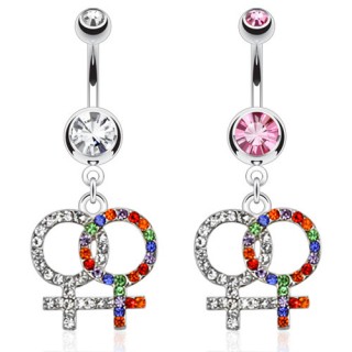 Piercing nombril avec double symbole f�minin