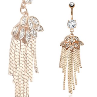 Piercing nombril avec feuilles et chaines cuivr�es